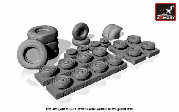 AR AW48026   1/48 Mikoyan MiG-31 wheels w/ weighted tires (thumb17299)